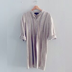 TAHARI Striped Shirt Dress; Size: XS; Color: Brown and White Stripes